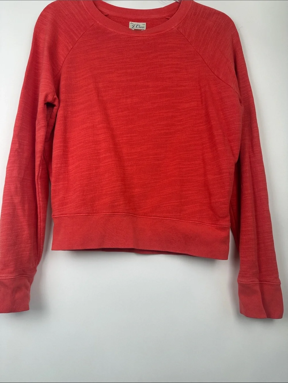 J. Crew Vintage Fleece Orange Red Cotton Crew Neck Pullover Sweatshirt XXS